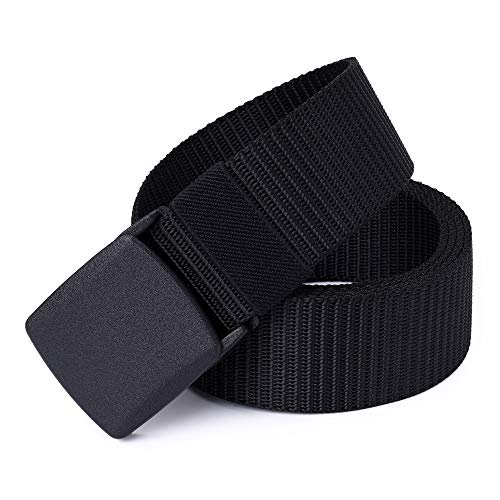 Mile High Life | Nylon Web Belt | Outdoor Military Belt | TSA Safe Buckle Plastic/Metal - color: Black2pc