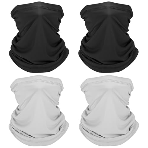 Cooling Neck Gaiter, Summer UV Face Mask Dust Balaclava, Neck Gator Bandana Face Cover for Sun Protection Men Women Outdoor - color: Black*2/Grey*2