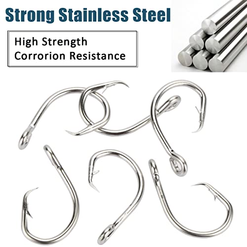 Fishing Hooks Saltwater Fishing Tuna Circle Hooks 2X Extra Strong Stainless Steel Big Game Fishing Hooks for Tuna Swordfish Shark - size: 7/0-25pcs