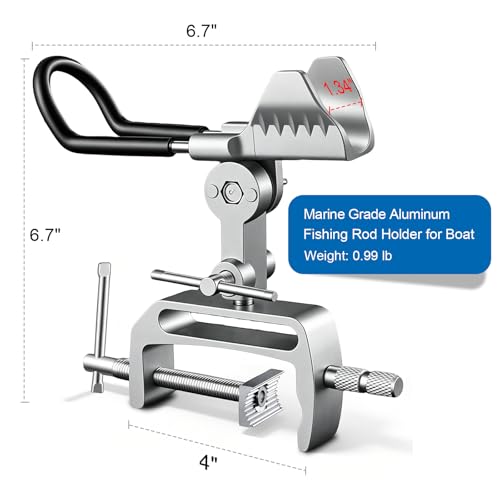 2 Pack Fishing Rod Holders for Boat, 360° Adjustable Stainless Steel , Compatible with Round/Square Rail & Boat Gunwale, Marine Grade Fishing Rod Mount for Boat Kayak - color: Silver