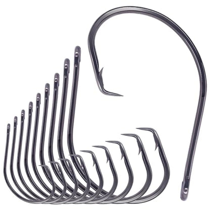 XFISHMAN-Inline-Circle-Hooks-Saltwater-Freshwater-for-Catfish-Tuna-Bass-Octopus-Hooks-Big-Hook-Fishing 50 Pack - color: Black, size: 6/0 50-Pack