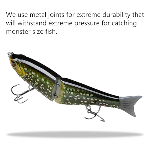 Bassdash SwimShad Glide Baits Jointed Swimbait Bass Pike Salmon Trout Muskie Fishing Lure - color: Northern Pike, size: 7in/2.2oz