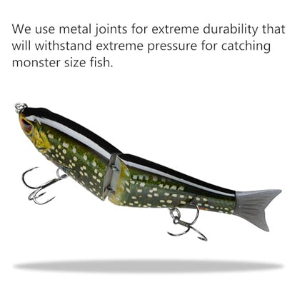 Bassdash SwimShad Glide Baits Jointed Swimbait Bass Pike Salmon Trout Muskie Fishing Lure - color: Northern Pike, size: 7in/2.2oz