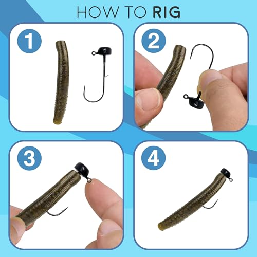Reaction Tackle Tungsten Mushroom Head Jig Heads, Ned Rig Shroom Jigs for Finesse Bass Fishing, Stand Up Bait with Weedless and EWG Hook Options (5-Pack) - color: Chartreuse, size: 1/4 Oz