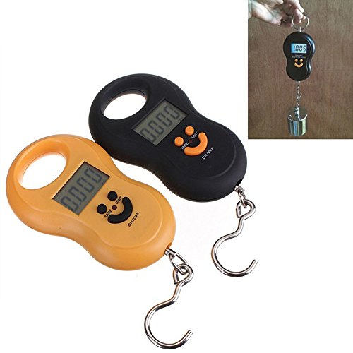 Pocket Portable 50kg/10g LCD Digital Scale Electronic Hand Held Hook Belt Luggage Hanging Scale Backlight Balance Weigting Random Color - color: orange