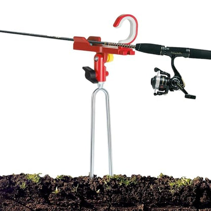 Fishing Holder Mount with Ground Spikes for Angling Pole | Surf Fishing Rod Holder for Boat Shore Kayak Pontoon Dock Surf Beach - color: Red