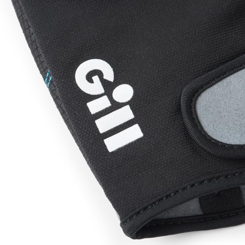 Gill Deckhand Sailing Gloves Short Finger with 3/4 Length Fingers - 50+ UV Sun Protection & Water Repellent - color: Black/BlueJay, size: XX-Large