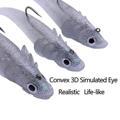 Big Jig Worm Lures Swimming Bait Soft Plastic Fishing Lure for Bass, Crappie, Trout, Pike, Sea Bass, Redfish, Striper,Fishing Lures for Freshwater & Saltwater - color: Clear Glitter-1 Piece