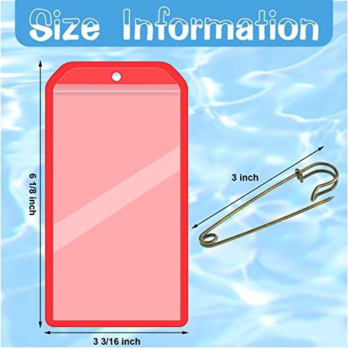 Geyee 6 Pack Fishing Hunting License Holder Waterproof Fluorescent Orange ID Holder with 6 Bronze Safety Pins Heavy Duty for License Permit Protection Hunting Deer Season Supplies(Vertical) - color: Red, style: Vertical