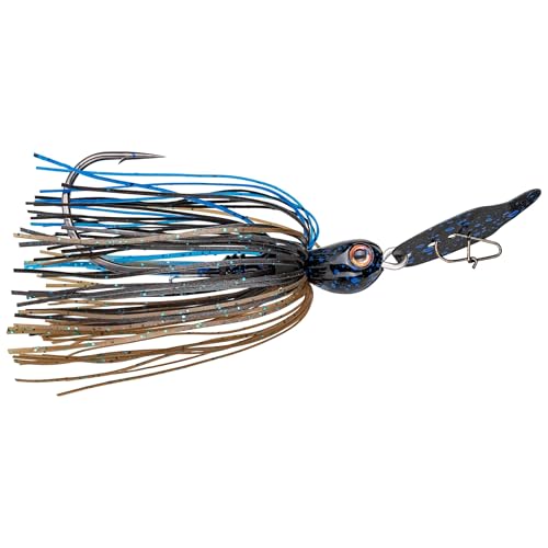 Strike King Thunder Cricket Fishing Lure, Vibrating Swim Jig, Silver Blade, 4/0 Jungle-Style Flipping Hook - color: Bruiser, size: 3/8 oz