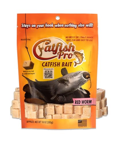 Catfish Pro Catfish Bait - 10oz Bag with 80pcs | Irresistible Scent for Catfish | Mess-Free, Stays On Your Hook When Nothing Else Will | Great for Rod, Reel, Trotline, Jugs & Yoyos Fishing - color: Red Worm