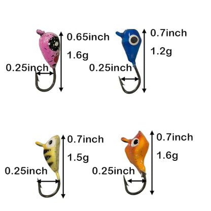 Ice Fishing Jigs Glow Fishing Bait Jigging Hook Kit Winter Metal Hooks for Crappie, Panfish, Walleye, Bluegills and Other Species - style: Style3-8pcs