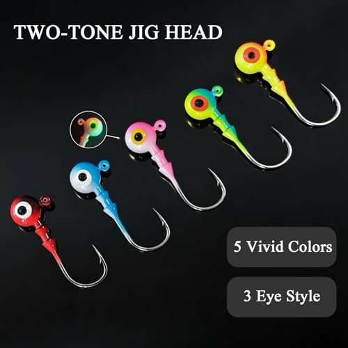Crappie Jig Heads Kit - 20/25/40-PACK, 1/8oz 1/4oz 3/8oz, for Walleye Crappie Bass Panfish Freshwater Fishing Jig Hooks - size: 1/8oz-40Pack