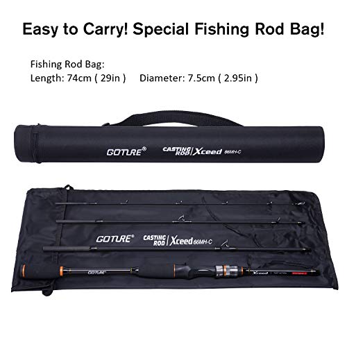 Goture 4-Piece Travel Carbon Fishing Rod M/MH Action 6.6-12ft Multi-Colors | Goture multi-spec travel fishing rods adopt upgraded high-grade carbon fiber blank with premium Fuji line guides - color: Black, size: Casting/8'-Moderate-Fast/Medium-Heavy
