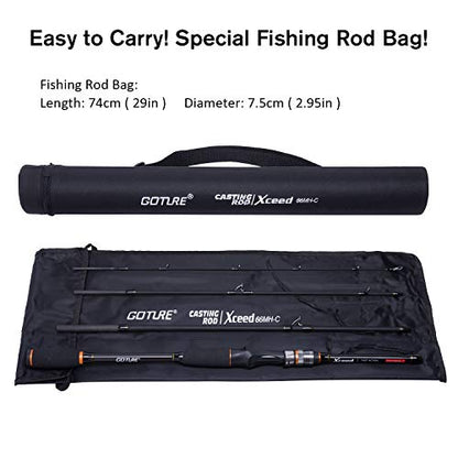 Goture 4-Piece Travel Carbon Fishing Rod M/MH Action 6.6-12ft Multi-Colors | Goture multi-spec travel fishing rods adopt upgraded high-grade carbon fiber blank with premium Fuji line guides - color: Black, size: Casting/8'-Moderate-Fast/Medium-Heavy