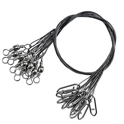 Atibin Steel Wire Fishing Leader Lure Stainless Snap Fishing Leaders Freshwater Saltwater Swivel Leader Wire Strong Black Nickel - size: Size #3 (9.8in-40lb) 30pcs