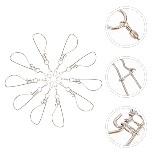BESPORTBLE Outdoor Accessories Knot Tying Tool 10Pcs Stainless Steel Fishing Stringer Clip Portable Fish Stringer Live Outdoor Accessories