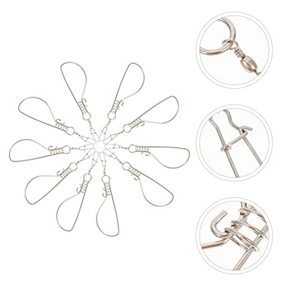 BESPORTBLE Outdoor Accessories Knot Tying Tool 10Pcs Stainless Steel Fishing Stringer Clip Portable Fish Stringer Live Outdoor Accessories