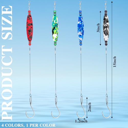 Soulchen 4 Pcs Catfish Float Rigs Fishing Bobbers 3 Inch Float Popping Corks Catfishing Equipment Tackle Combo EVA Peg High Buoyancy Body Circle Hooks Weight - color: Fashion