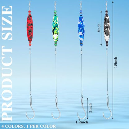 Soulchen 4 Pcs Catfish Float Rigs Fishing Bobbers 3 Inch Float Popping Corks Catfishing Equipment Tackle Combo EVA Peg High Buoyancy Body Circle Hooks Weight - color: Fashion