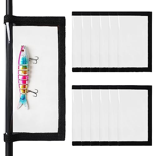 OROOTL Fishing Lure Wraps, 5/12 Packs Clear Fishing Hook Covers to Keep Fishing Safe, Easily See PVC Lure Covers Fishing Hook Protector for Fishing Rod Saltwater Freshwater - style: Black-m(3.9"x6.8")-12pcs