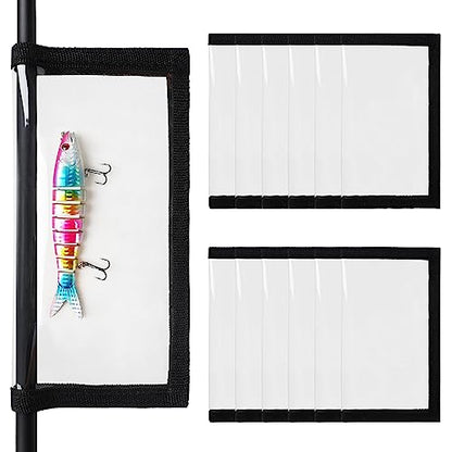 OROOTL Fishing Lure Wraps, 5/12 Packs Clear Fishing Hook Covers to Keep Fishing Safe, Easily See PVC Lure Covers Fishing Hook Protector for Fishing Rod Saltwater Freshwater - style: Black-m(3.9"x6.8")-12pcs