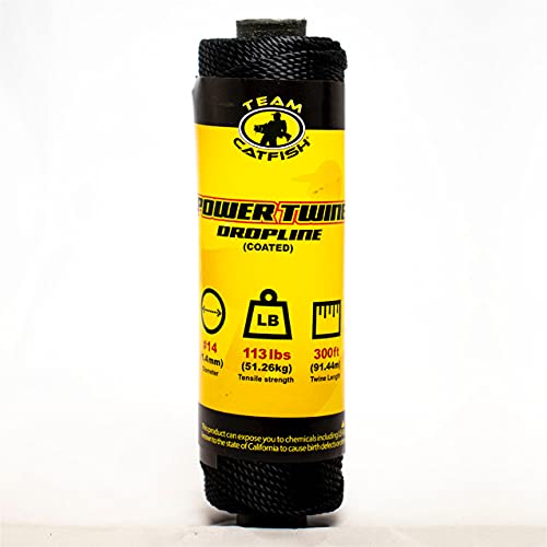 TEAM CATFISH Power Twine with 100% Nylon & 300 ft Heavy-Duty Line - Black | 300 ft #10 nylon twine, 72 lb strength, low stretch, weather resistant, ideal for trot lines, set lines, and outdoor use - style: #14 x 300ft Black