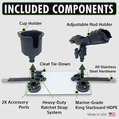 SUP Angler Lite Universal Paddle Board Mount with Paddle Board Fishing Rod Holders, Phone Holders, Cup Holders; Paddle Board Accessories - style: 1 Rod Holder / 1 Cup Holder