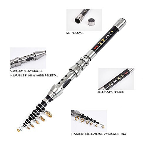 2Pcs Telespoic Fishing Rod and Reel Combos with Spinning Reel and Necessary Lure Accessories Portable Carrier Bag for Saltwater Freshwater