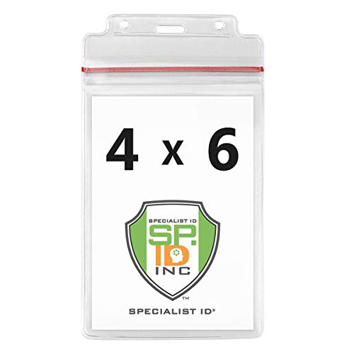 Extra Large Waterproof Badge Holder - 4 X 6 Inch Passport & International Immunization Card - Heavy Duty Resealable Zip Top Closure - 4x6 Holders by Specialist ID (Great for Cruise Essentials) - size: 1 Single