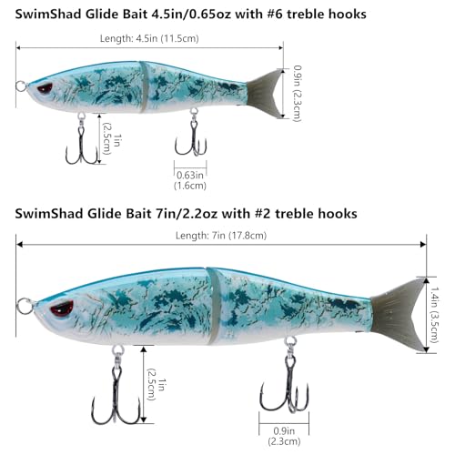 Bassdash SwimShad Glide Baits Jointed Swimbait Bass Pike Salmon Trout Muskie Fishing Lure,3-Pack - color: Grunge Camo + Highland + Ocean Digital, size: 4.5in/0.65oz