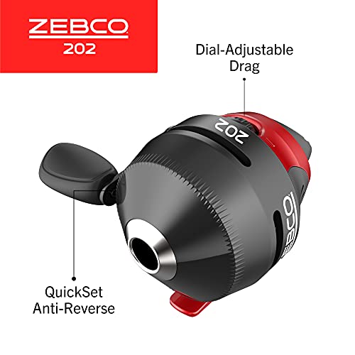 Zebco Zebco 202 Spincast Reel and Fishing Rod Combo, Pre-Spooled with 10-Pound Cajun Line, Includes Tackle Kit - color: Black/Red