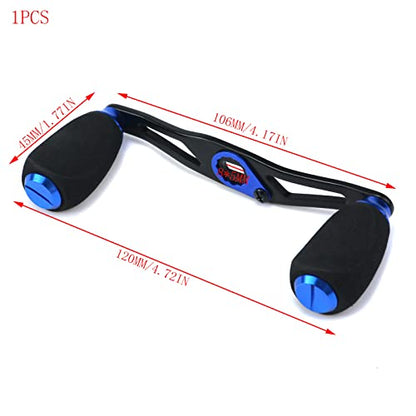 Fishing Reel Handle Fishing Baitcasting Reel Replacement Parts, with EVA Knob and Nut (Black+Blue) - color: Black Blue