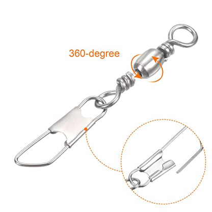 PATIKIL Fishing Barrel Swivel with Safety Snap Carbon Steel - style: 17lb