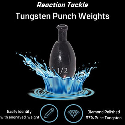 Reaction Tackle Tungsten Punch Weights for Bass Fishing - Heavy Cover Punch Rig Sinkers - Size Stamped Freshwater and Saltwater - color: Black, size: 1 Oz (4-Pack)
