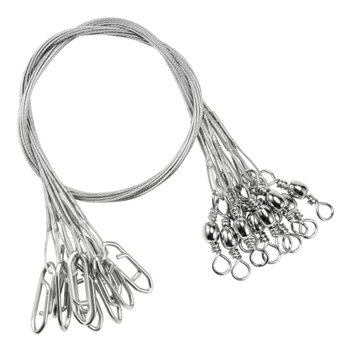 QISHUO Heavy Saltwater Fishing Leader Strength Snap Line Wire Leader Stainless Rigs Steel Fishing Leaders Freshwater White Nickel - size: Size #1 (5.9in-20lb) 50pcs