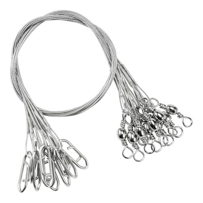 QISHUO Heavy Saltwater Fishing Leader Strength Snap Line Wire Leader Stainless Rigs Steel Fishing Leaders Freshwater White Nickel - size: Size #5 (11.8in-60lb) 30pcs