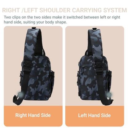 Fishing Sling Tackle Bag 5L - Fishing Tackle Storage Bags with Rod Holder for Angling Hiking Hunting Camping((BlackCamo) - color: Blackcamo