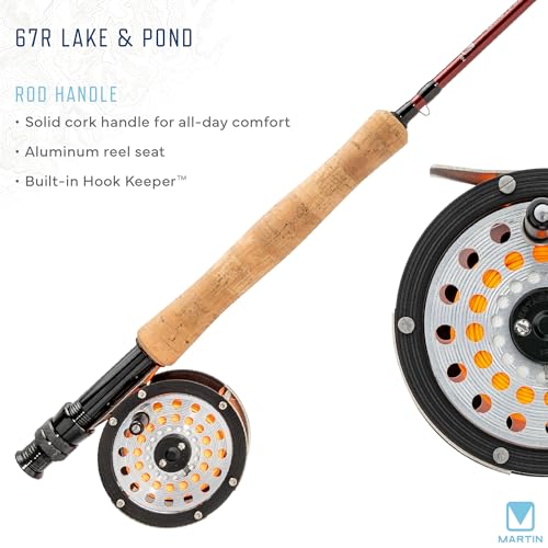 Martin 67R Fly Fishing Rod and Reel Moderate Action, Single Action Reel, 6-Weight Floating Line, Fly Assortment, Travel Case, Brown