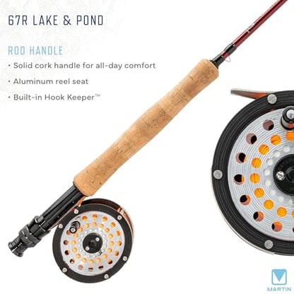 Martin 67R Fly Fishing Rod and Reel Moderate Action, Single Action Reel, 6-Weight Floating Line, Fly Assortment, Travel Case, Brown