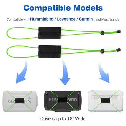2 Pcs Fishing Graph Cover Straps - Keep Your Fish Finder Cover Secure During Travel - color: Green