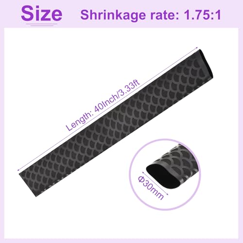 DMiotech Heat Shrink Sleeve Wrap Tubing x Tube Tubing for Fishing Rod Grips and Other Grips, Non Slip - Insulation - Waterproof 40'' Lengths, Dia 30mm Black Scales - color: Black Scales, size: Dia 30mm