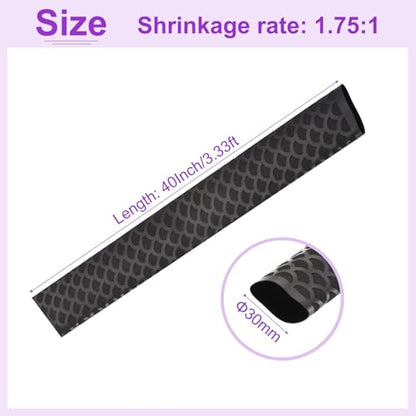 DMiotech Heat Shrink Sleeve Wrap Tubing x Tube Tubing for Fishing Rod Grips and Other Grips, Non Slip - Insulation - Waterproof 40'' Lengths, Dia 30mm Black Scales - color: Black Scales, size: Dia 30mm