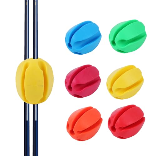 6 Pcs Silicone Fishing Rod Holder Ball Straps , Portable Fish Rod Clips Fixed Ball Rubber Pole Clips Fly Fishing Accessories，6 Colors