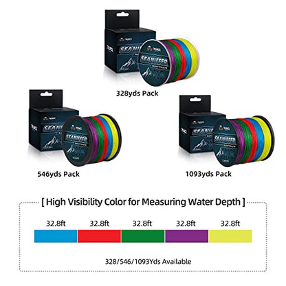 RUNCL Braided Fishing Line X8, Pro Grade Tournament PE Line for Fresh/Saltwater, Abrasion Resistant, No Stretch, Hi Vis Multi-Color Measure Line, 328/546/1093 Yards, 8-200 lb, Christmas Fishing Gifts - size: 30lb - 546yds