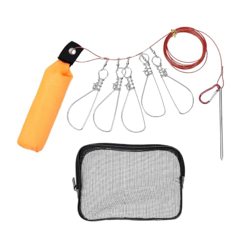 Fishing Stringer, 5 Detachable Stainless Steel Clips, 3.5m PVC Coated Rope, High Visibility Float, Large Capacity Storage for Kayak Boat Shore Fishing