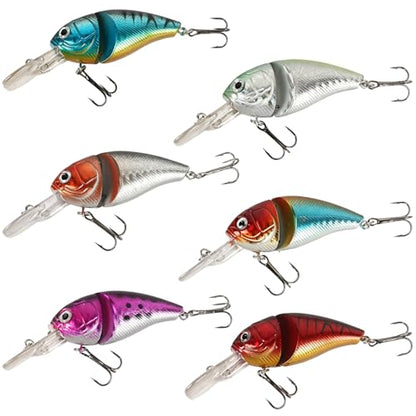 Jointed Minnow Crankbait Fishing Lure: 5pcs Jerkbait Sinking Hard Baits for Bass Trout Catfish Musky Bluegill Fishing Plug - color: 5pcs Short