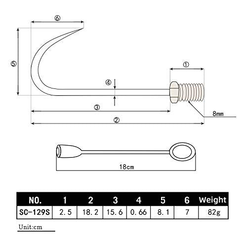 SANLIKE Telescopic Fishing Gaff Fiberglass Pole with Nonslip Rubber Handle | With Stainless Steel Hook with M8 Screw - size: Medium