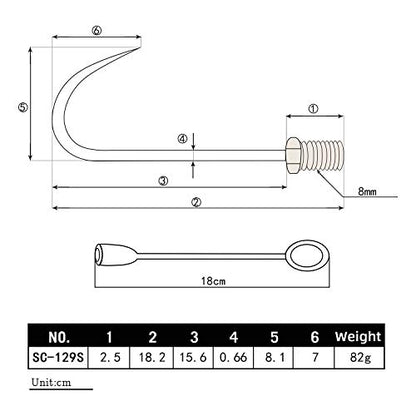 SANLIKE Telescopic Fishing Gaff Fiberglass Pole with Nonslip Rubber Handle | With Stainless Steel Hook with M8 Screw - size: Medium