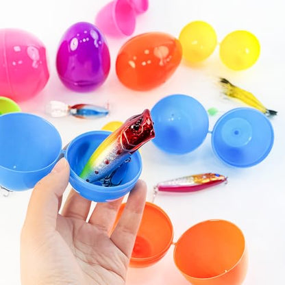 Easter Eggs Lifelike Fishing Lures - 24Pcs Swimbait for Bass Trout Crappie Freshwater and Saltwater, Slow Sinking, Must-Have for Family Fishing, Easter Egg Stuffers